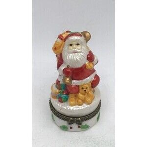 Vtg. Santa Claus 1998 Summco Hinged Trinket Box 2 3/4" x 1 1/4"